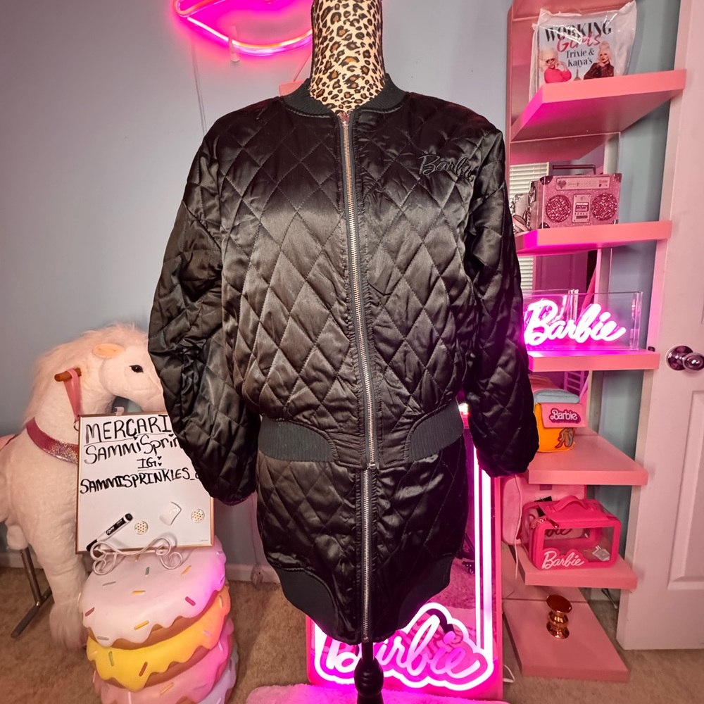 missguided x barbie quilted satin skirt set